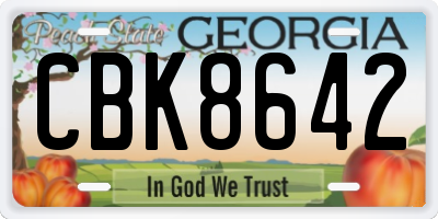 GA license plate CBK8642