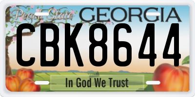 GA license plate CBK8644