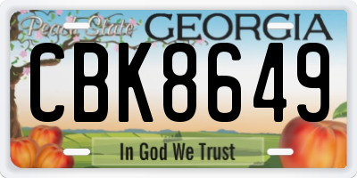 GA license plate CBK8649