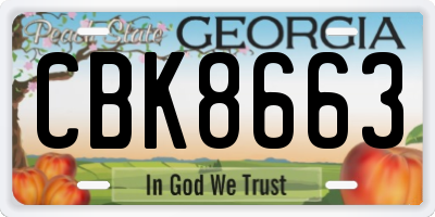 GA license plate CBK8663
