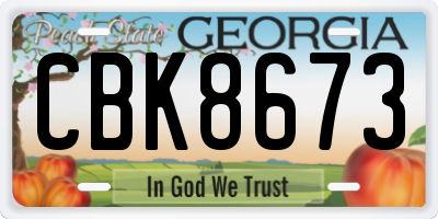 GA license plate CBK8673