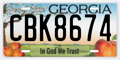 GA license plate CBK8674