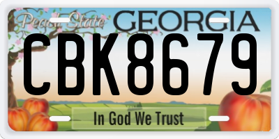 GA license plate CBK8679