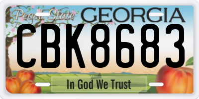 GA license plate CBK8683