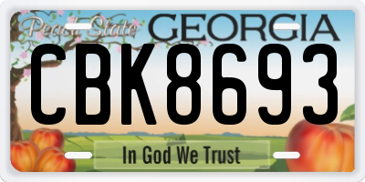 GA license plate CBK8693