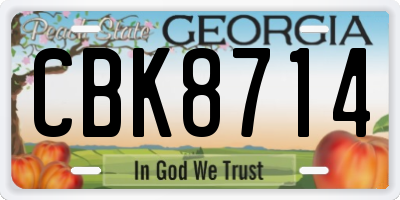 GA license plate CBK8714