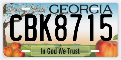 GA license plate CBK8715