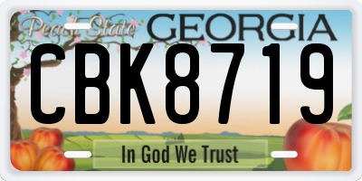 GA license plate CBK8719