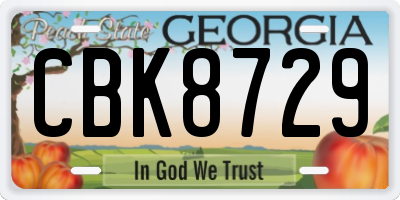 GA license plate CBK8729