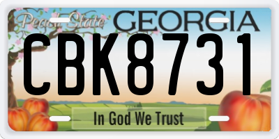GA license plate CBK8731