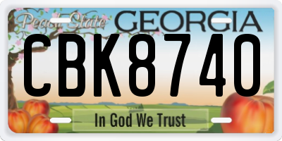 GA license plate CBK8740