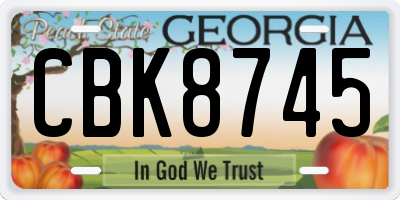 GA license plate CBK8745