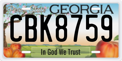 GA license plate CBK8759