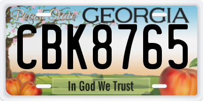 GA license plate CBK8765