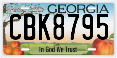 GA license plate CBK8795