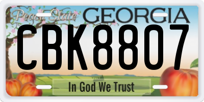 GA license plate CBK8807