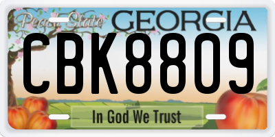 GA license plate CBK8809