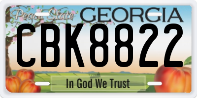 GA license plate CBK8822