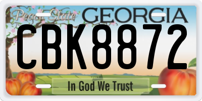 GA license plate CBK8872