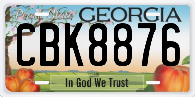 GA license plate CBK8876