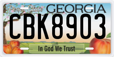GA license plate CBK8903