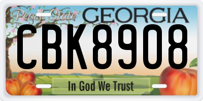 GA license plate CBK8908