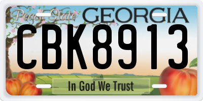GA license plate CBK8913