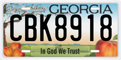 GA license plate CBK8918