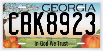 GA license plate CBK8923