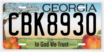 GA license plate CBK8930