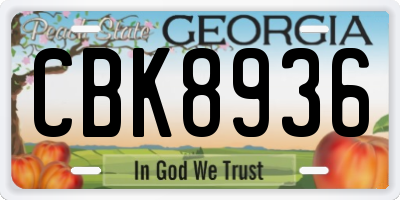 GA license plate CBK8936