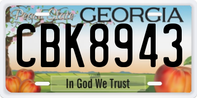 GA license plate CBK8943