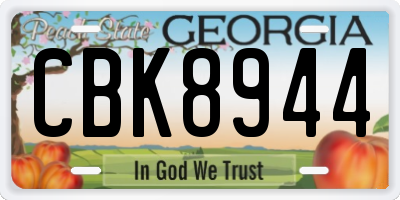 GA license plate CBK8944