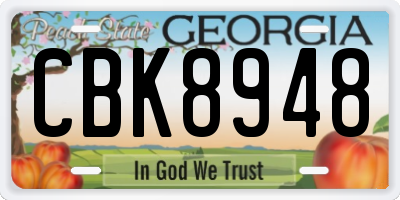 GA license plate CBK8948