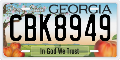GA license plate CBK8949