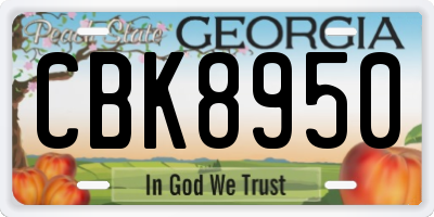 GA license plate CBK8950