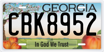 GA license plate CBK8952