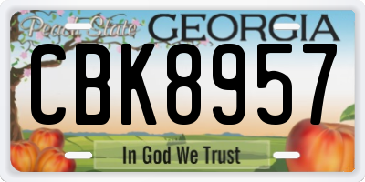 GA license plate CBK8957