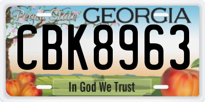 GA license plate CBK8963