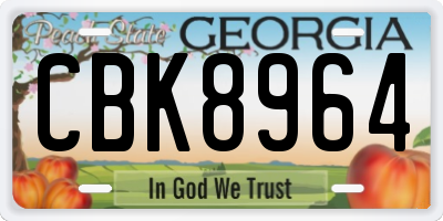 GA license plate CBK8964