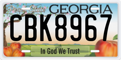 GA license plate CBK8967