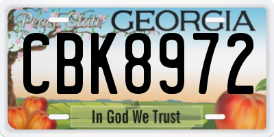 GA license plate CBK8972