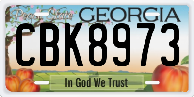 GA license plate CBK8973