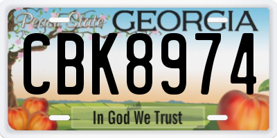 GA license plate CBK8974