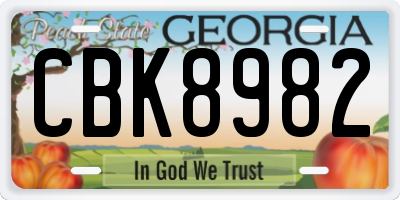 GA license plate CBK8982