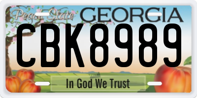 GA license plate CBK8989