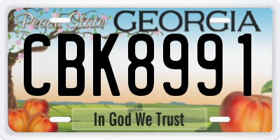 GA license plate CBK8991