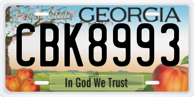 GA license plate CBK8993