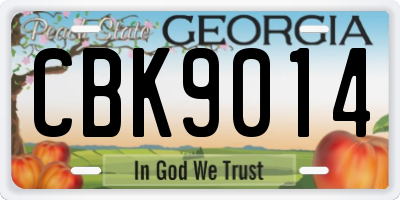 GA license plate CBK9014