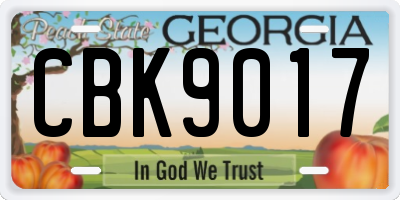 GA license plate CBK9017